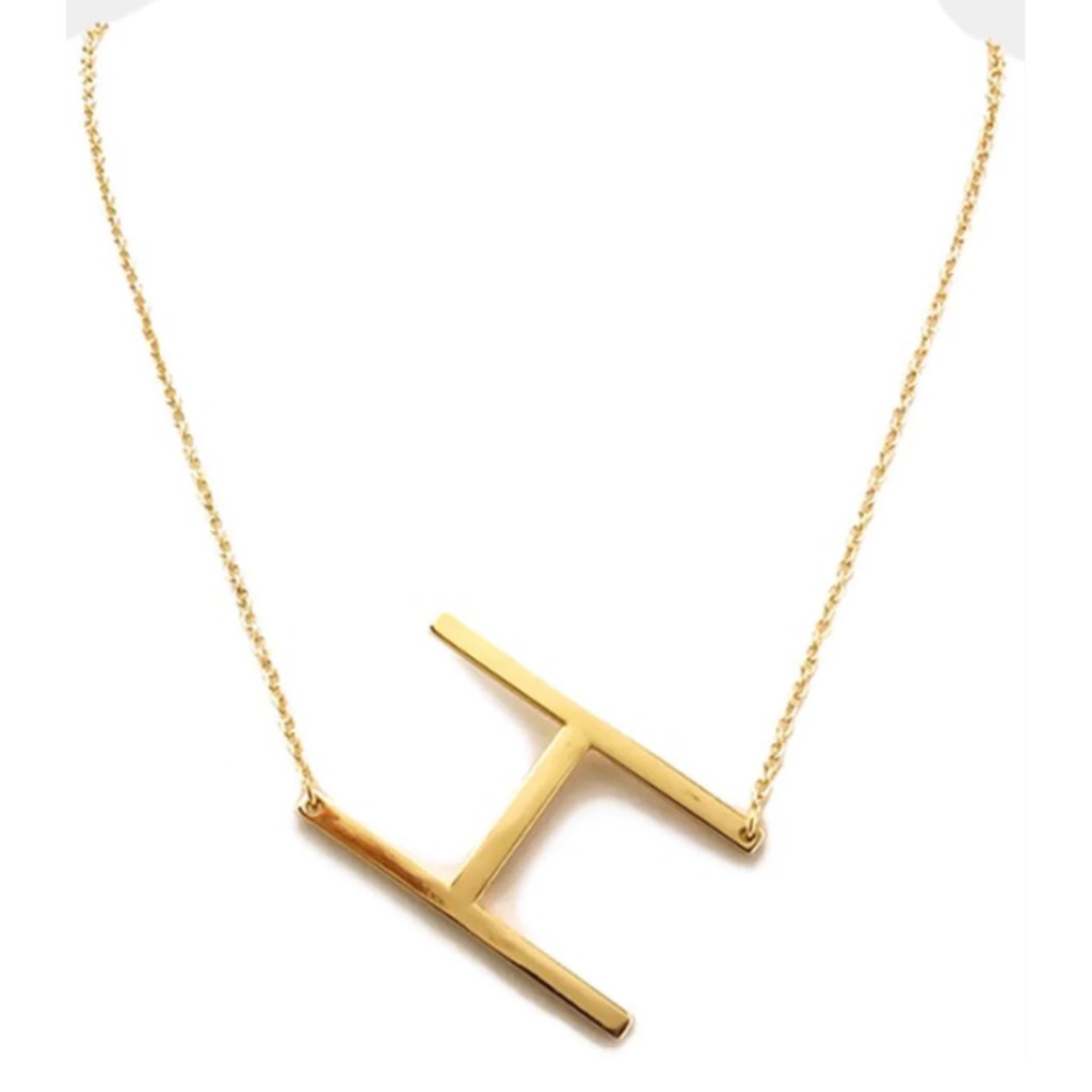 Nwt - Block Letter Large Necklace The Letter H 26$